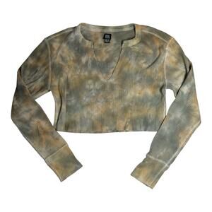 BDG Waffle-knit Tie-dye Long Sleeve Crop Top XS